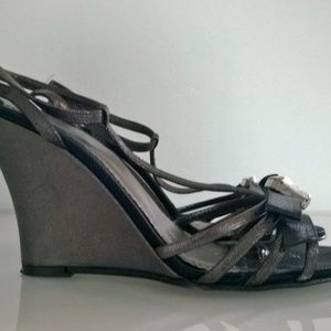 Coach Shoes - COACH Metallic Black Jeweled Ribbon Bow Sandal 7 Coach Shoes - COACH Metallic Black Jeweled Ribbon Bow Sandal 7
